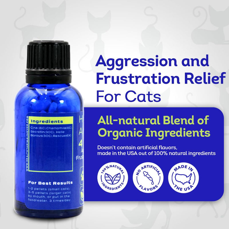 HealthyAnimals4Ever HA4E - Calming Tablets for Stressed and Aggressive Cats - Reduce Cat Aggression & Promote Relaxation - All-Natural, Homeopathic Remedy - 300 Tablets