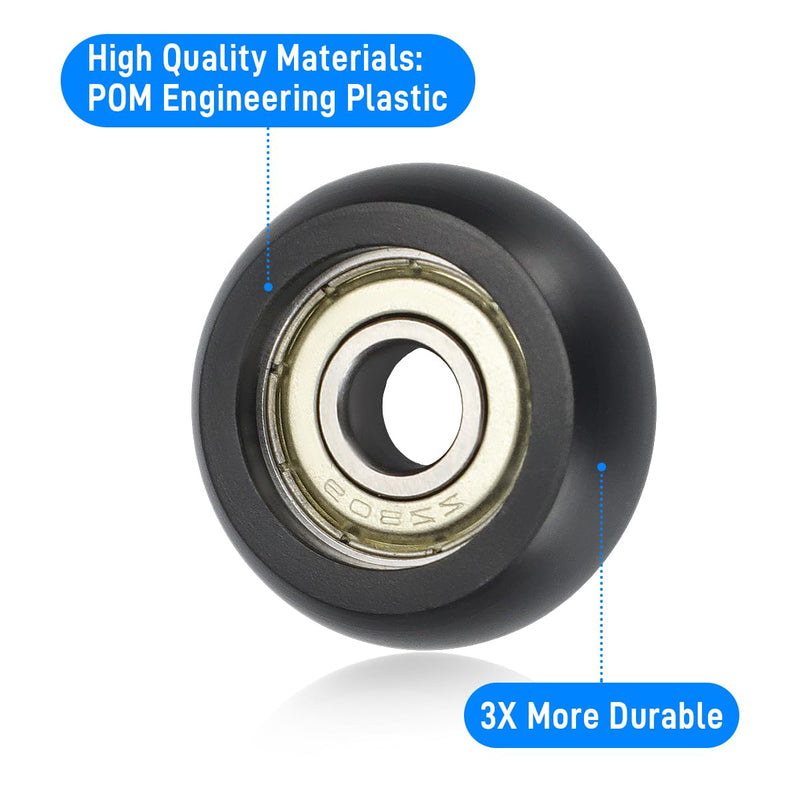 Replacement Roller Wheels For Aero Pilates Reformer Set of 4, Easy to Install, Smooth & Quiet Glide,Black Black