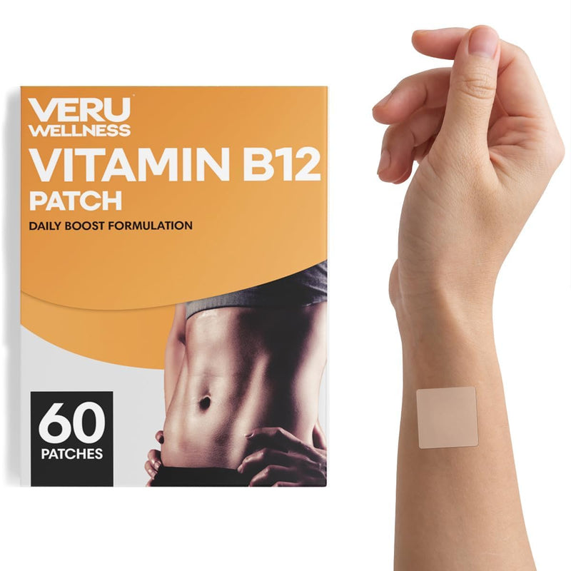 Veru Wellness Energy B12 Patch - (Pack of 60) Self Adhesive B12 Energy Topical Patch, 8-10 Hours | Daily Wellness