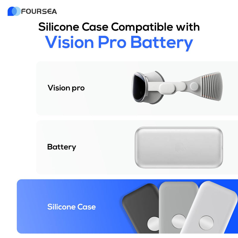 Soft Silicone Case Cover for Vision Pro Battery Pack Case - Convenient Battery Holder - Vision Pro Accessories Case for VR Headset - Silicone Protector for Vision Pro Battery (White) White - BeesActive Australia
