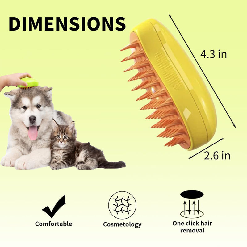 Steamy Cat Brush: 3 In1 Cat Steamy Brush for Massage, Cat Grooming Brush Pet Hair Removal Comb for Cat and Dog, 2024 Multifunctional Cat Hair Brush for Removing Tangled and Loosse Hair (Green) Green - BeesActive Australia