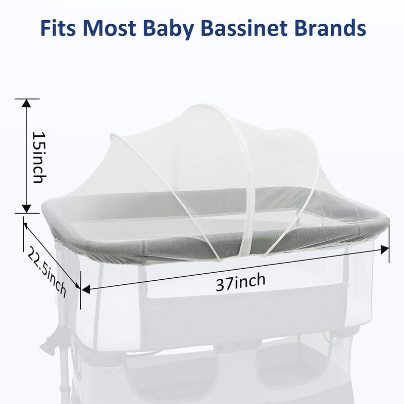 Bassinet Mosquito Net Cover to Keep Cats & Bugs Out for Baby, Two-Way Zipper, Portable Bassinet Cover with Storage Bag, Breathable Baby Mosquito Net for Bedside Sleeper/Travel Crib White White-bassinet Cover - BeesActive Australia