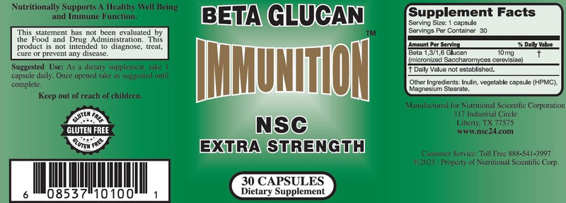 NSC-100 Extra Strength Beta Glucan (30 Capsules)
