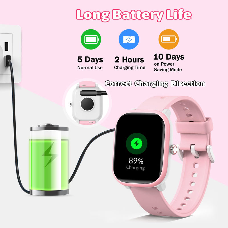 Smart Watch for Kids Girls Boys No APP/Phone Needed, 1.8" IP68 Waterproof Sport Kids Watch Pedometer, Heart Rate, Sleep Monitor, Step Counter, 12 Puzzle Games for Girls Boys Teens 6-16 Pink - BeesActive Australia