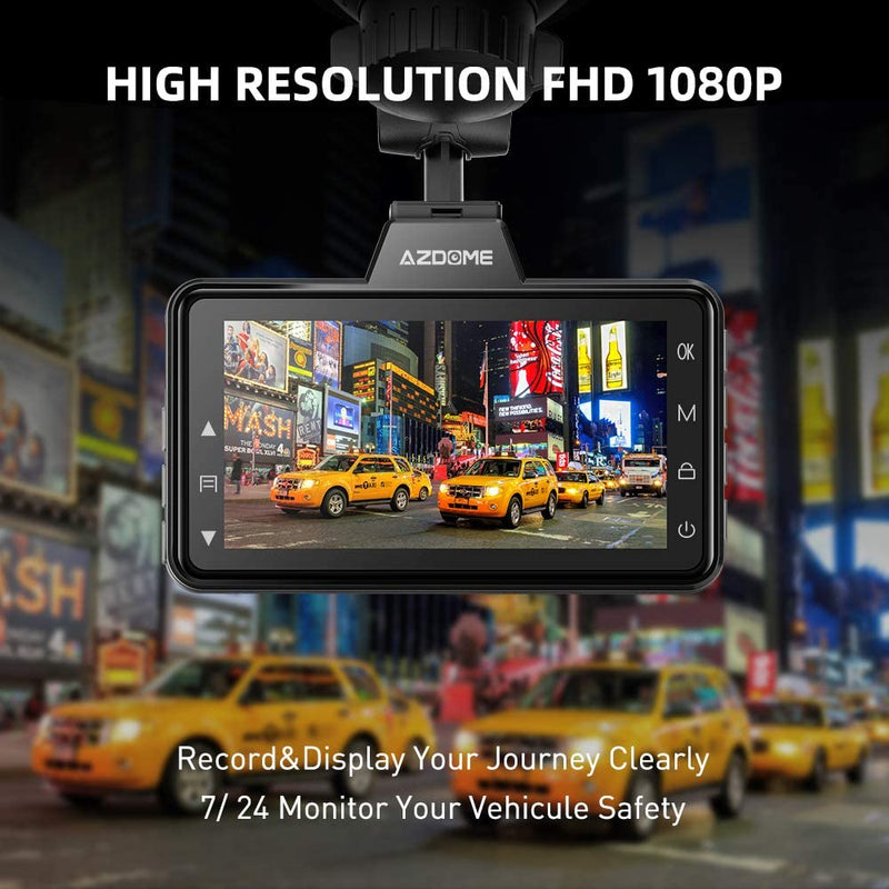 AZDOME Dual Dash Cam Front and Rear, 3 inch 2.5D IPS Screen Free 64GB Card Car Driving Recorder, 1080P FHD Dashboard Camera, Waterproof Backup Camera Night Vision, Park Monitor, G-Sensor, for Car Taxi - BeesActive Australia