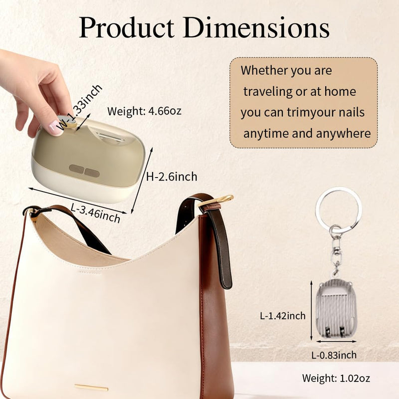 Electric Nail Clippers for Seniors，2026 New Smart Electric Nail Clippers，2 in 1 Electric Toe Nail Clipper with Polishing, USB, LED Light, Safety First Nail Clippers Baby with Mini Folding Keychain