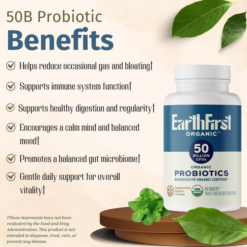 Probiotic 25B CFU – Regenerative Organic Certified Daily Probiotic for Gut, Immune & Emotional Health – Supports Digestion, Bloating Relief & Gut Balance – 30 Tablets 30 Count (Pack of 1)