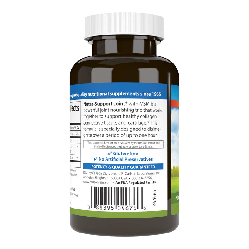 Carlson Nutra-Support Joint, Glucosamine, Chondroitin, 60 Tablets | MSM; Joint Function; Cartilage Support Optimal Wellness