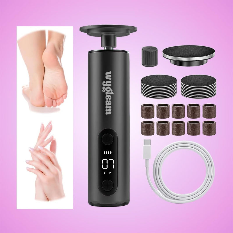 Electric Callus Remover for Feet & Nail File Drill Kit - 2 in 1 Rechargeable Pedicure Tools for Flawless Feet - Professional Foot File with 3 Speeds for Dead Skin Removal - At Home Pedicure Black - BeesActive Australia