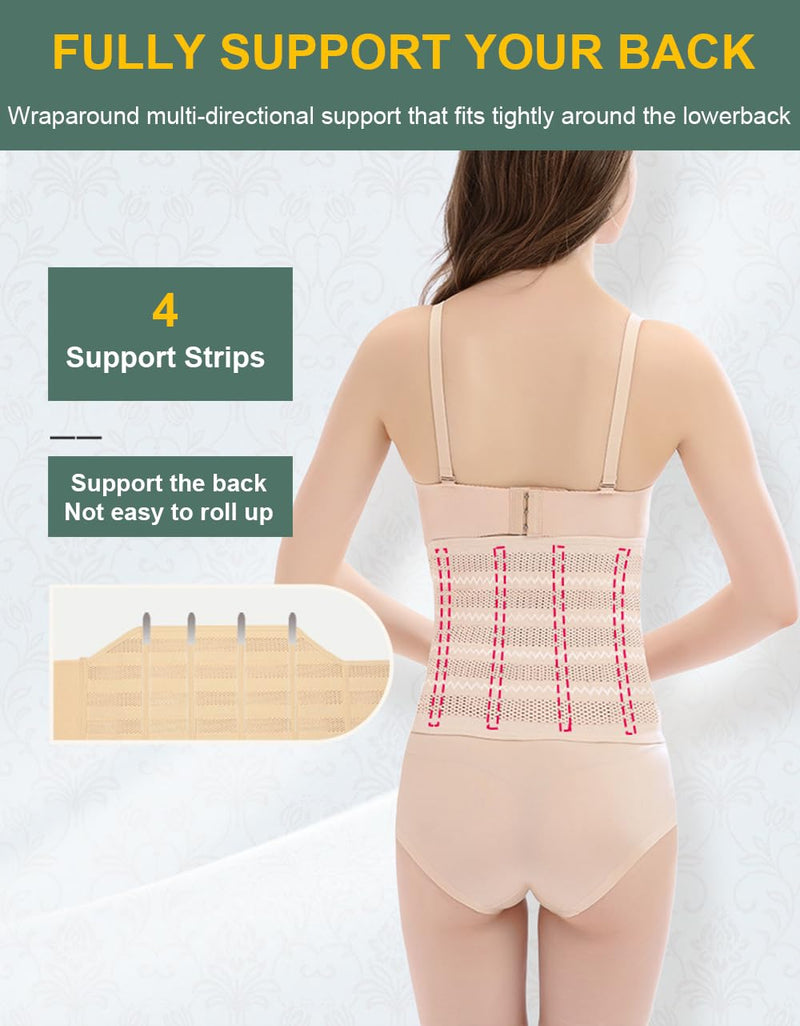 Belly Band Postpartum Belly Wrap, Breathable Abdominal Binder Post Surgery, Adjustable Waist Trainer for Women Lower Belly Fat, C Section Abdominal Binder Hernia Belt Back Support Belt for Women (Large) Large