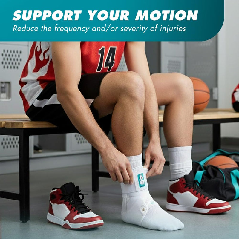 Med Spec ASO Ankle Stabilizer - Lace Up Ankle Brace for Sprained Ankle and Peroneal Tendonitis, Orthopedic Ankle Support for Men, Women, Adults, Teens and Kids, Sports Injury Recovery White Medium - BeesActive Australia