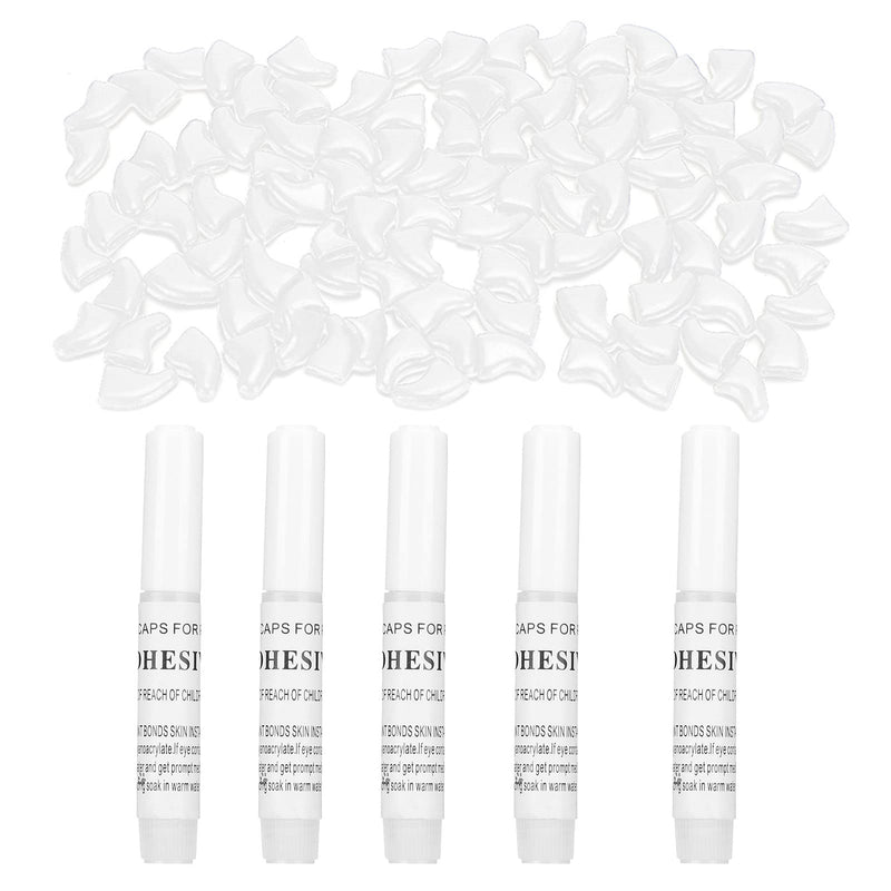TMISHION Cat Nail Caps Dog Paw Anti-Scratch Claw Protectors 100pcs Soft Pet Cat Nail Caps Cover with Glue for Cats and Dogs (S) S Ice White