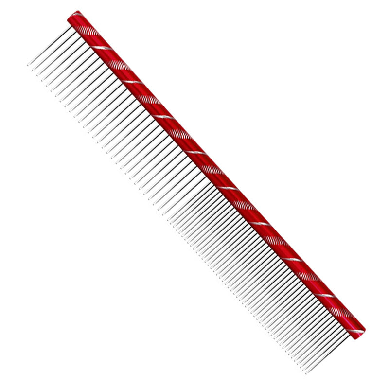 Dog Comb By MEKBOK - Grooms Cats As Well - For Medium to Thick Coats - 8 Inch Length - Rounded Spine - Grooming Tool for Mats and Shedding Red - BeesActive Australia
