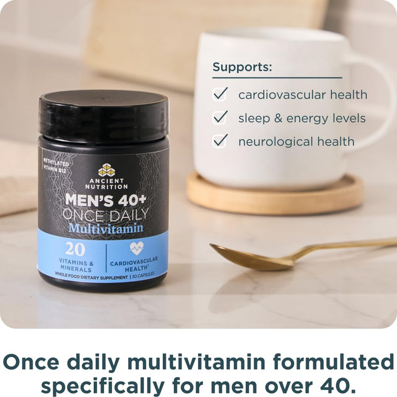 Ancient Nutrition Methylated Multivitamin for Men 40+, Once Daily Men's Once Daily 30 Count
