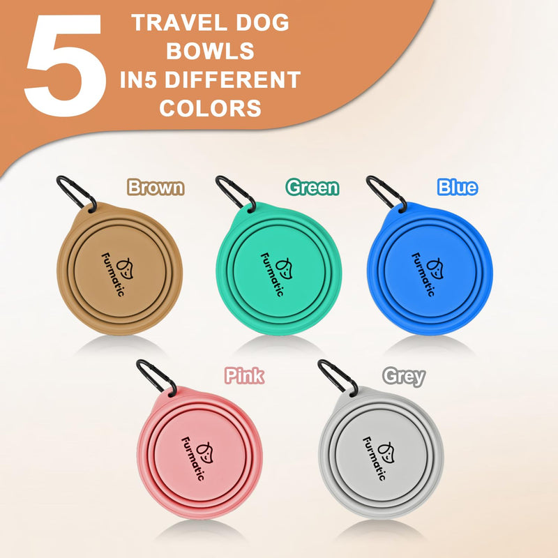 Portable Collapsible Dog Bowl, Food Grade Silicone, Large Capacity, Easy to Wash - Ideal for Outdoor Camping and Hiking, Suitable for Dogs, Cats, and Pets (Brown) Brown - BeesActive Australia
