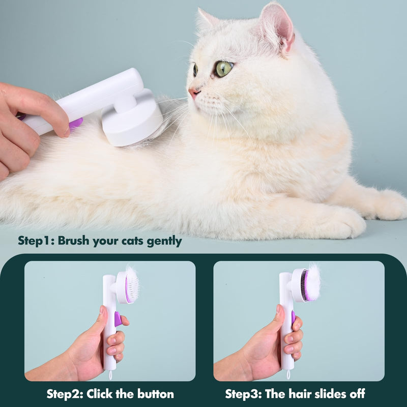 Katoggy Cat Brush, Cat Grooming Comb,Self Cleaning Cat Slicker Brushes for Shedding, One Click to Clean - BeesActive Australia