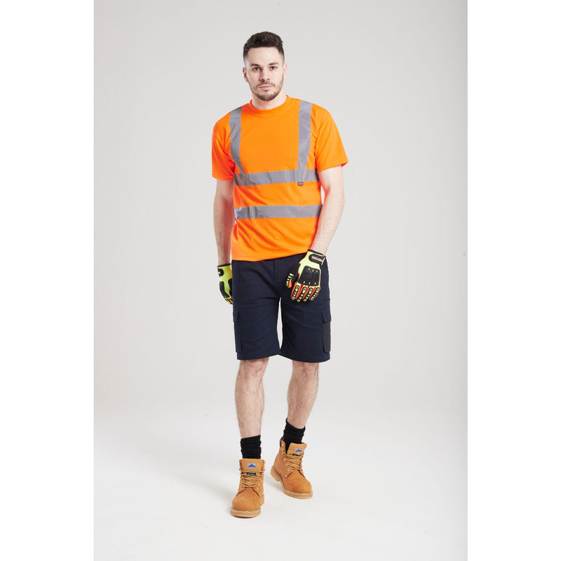 Portwest Hi-Vis T-Shirt RIS Viz Visibility Reflective Safety Work Wear Top ANSI 2, Large Orange