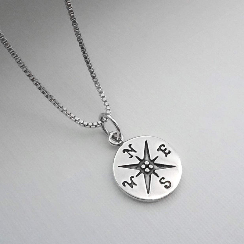 Small Compass Necklace Sterling Silver, Go Confidently in the Direction of Your Dreams, Graduation Gift Necklace, 18 Inches - BeesActive Australia
