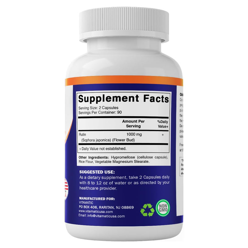 Vitamatic Rutin, 180 Vegetable Capsules (500 mg per Capsule)