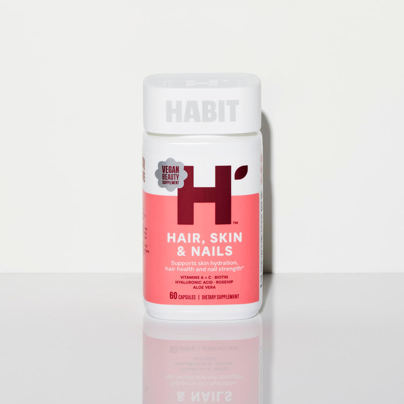 Habit Hair, Skin & Nails Supplement 2 Pack (120 Capsules) - New Look, Supports Skin Hydration, Hair & Nail Strength, Biotin 2000mcg, Vitamin A & C, Hyaluronic Acid, Rosehip, Vegan, Non-GMO Dual Pack
