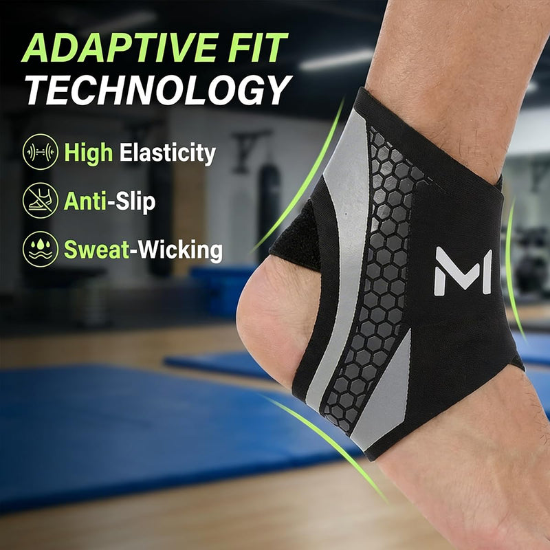 Ankle Brace 2 Pack for Men & Women, Adjustable Lace-Up Ankle Support with Straps, Breathable Compression Stabilizer for Sports, Running, Basketball & Daily Wear (Gray) - BeesActive Australia