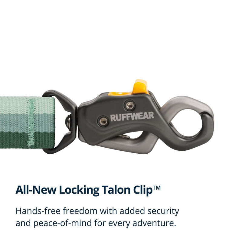 Ruffwear, Roamer Lock Dog Leash, Hands-Free Waist Option, Auto-Locking Talon Clip, Shock-Absorbing Stretch, Padded Handle, Traffic Handle, Trail-Tough for Any Adventure, River Rock Green, 5.5'-7' 5.5'-7'