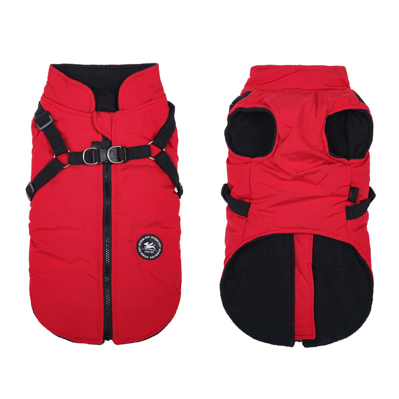 Norbi Dog Coat, Dog Winter Coat with Harness Built in, Dog Jacket Adjustable Warm Dog Coats for Small Medium Large Dogs Dog Cold Weather Coats Red - BeesActive Australia