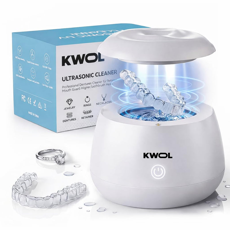 Ultrasonic Retainer Cleaner Machine - 48kHz Aligner and Denture Cleaner for Mouth Guard, Night Guard, Dental Trays, Braces, Toothbrush and Jewelry with 200ml Capacity - BeesActive Australia