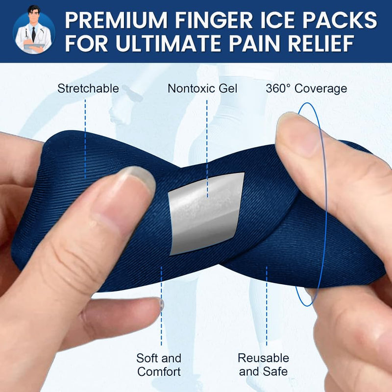 Simplation Trigger Finger Splint and Ice Pack (2+2 Set) for Pain Relief, Knuckle Immobilization, Straightening Arthritis, Injured Mallet Finger, Fits Index, Middle, Thumb, Ring Finger