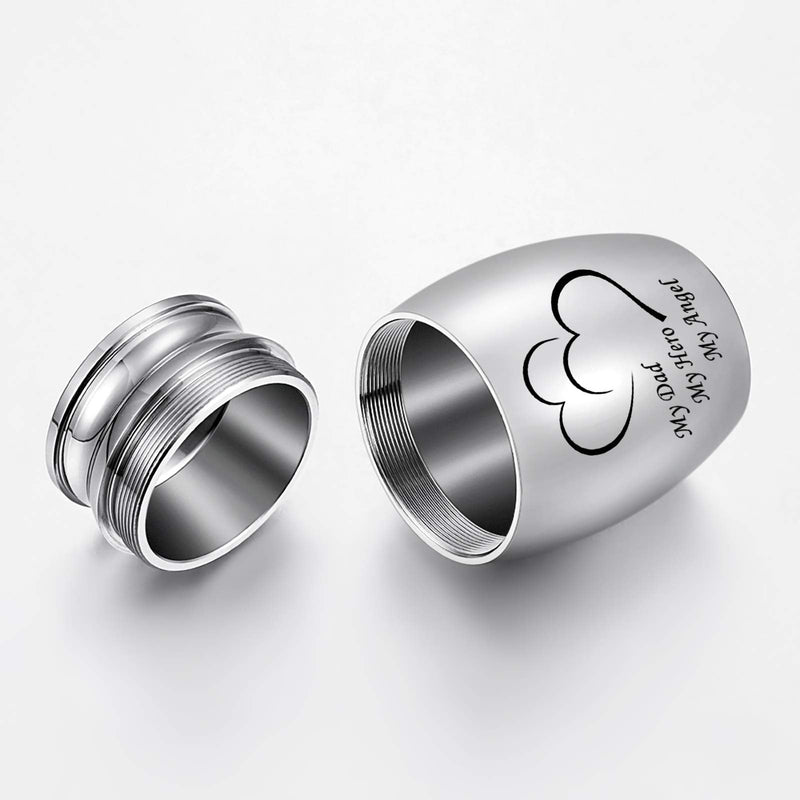 Dletay 1.57 Inches Small Cremation Keepsake Urns for Human Ashes Mini Cremation Urn Small Funeral Urns for Ashes Stainless Steel Cremation Funeral Urn-My Dad My Hero My Angel My Dad