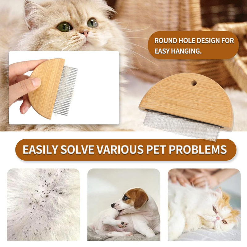 FDCGAS Bamboo Flea Comb - 2 pcs flea comb for cats & dogs, 77 & 61 stainless steel teeth, no plastic, lice comb, tick comb, flea comb for dogs, flea comb for cats - BeesActive Australia