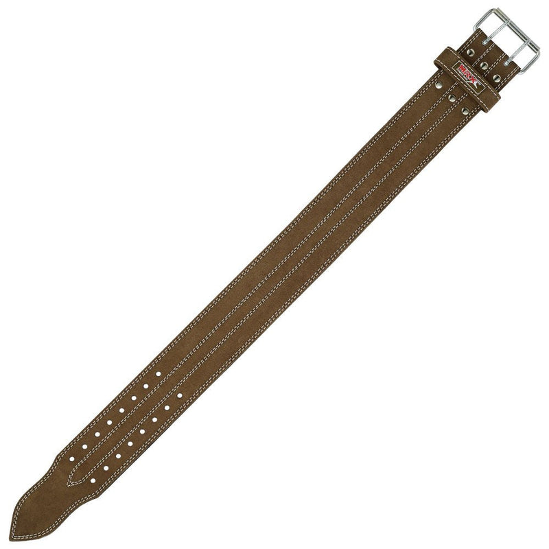 MRX Powerlifting Leather Belt 4" Wide 10mm Thickness Training Fitness Back Support Bodybuilding Belts with Steel 2 Prong Buckle XLarge Brown - BeesActive Australia