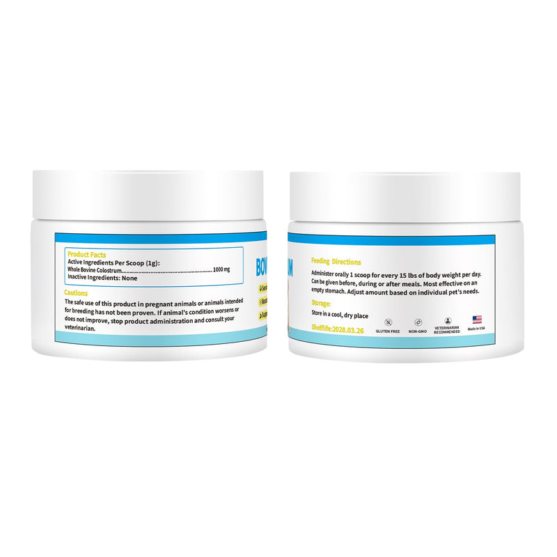Bovine Colostrum for Dogs Gut & Immune Health - 120 Days Large Dogs Bovine Colostrum Powder - Premium Dog Supply for Seasonal Allergies, Immune System Booster & Digestion Support Supplement