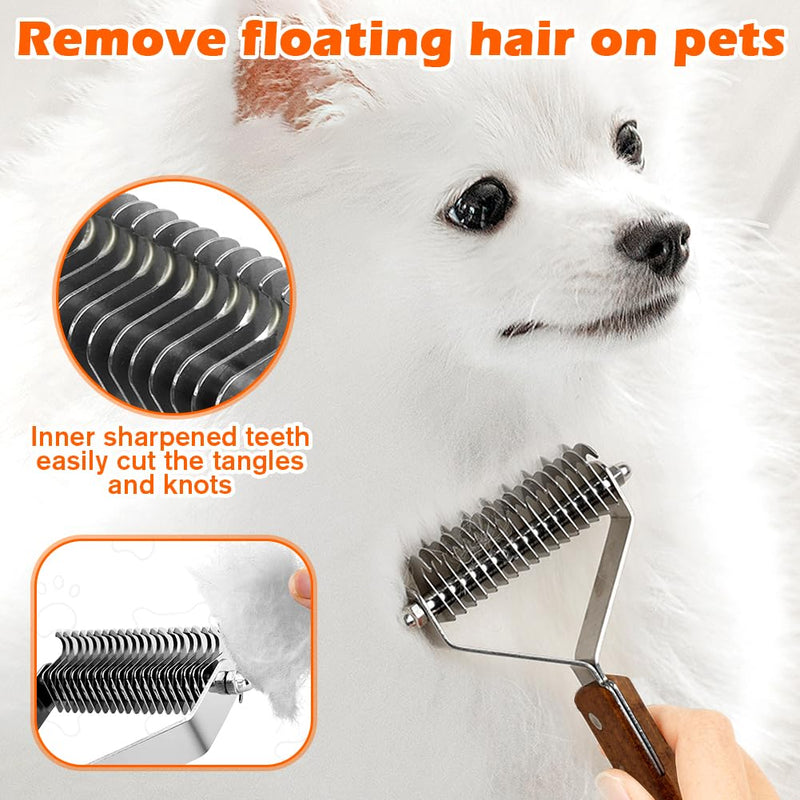 Pet Dematting Comb for Dogs and Cats with Wood Handle，Professional Pet Grooming Brush，Dog Brush for Shedding,Deshedding tool, Remove Loose Hair & Matted Fur(4 Pcs) Style 3 - BeesActive Australia