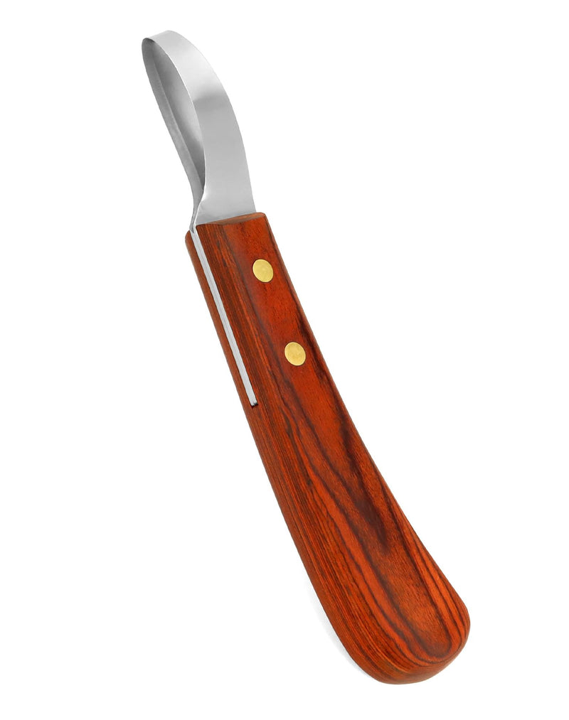 QWORK® Premium stainless steel hoof knife with handle, loop knife, hoof knife trimming tool for horses - BeesActive Australia
