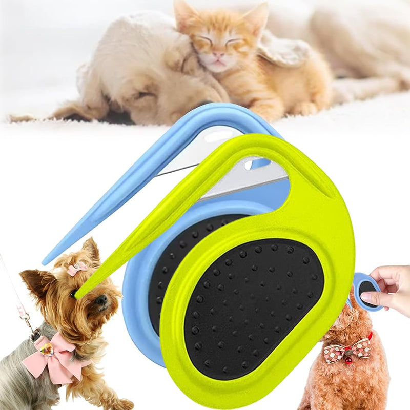 Pack of 2 detangling knife cat, pet knotting comb, knot comb for pets, knot comb hair removal tool, portable detangling comb, for removing matted hair (blue + green) - BeesActive Australia