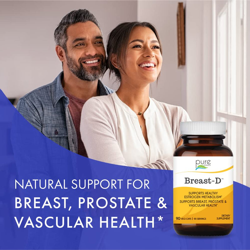 Breast D by Pure Essence - Natural Supplement for Estrogen Balance, Hormonal Acne, and Menopause Support with Vitamin D3, Calcium, Green Tea & Lycopene - 90 Capsules 1 Count (Pack of 90)
