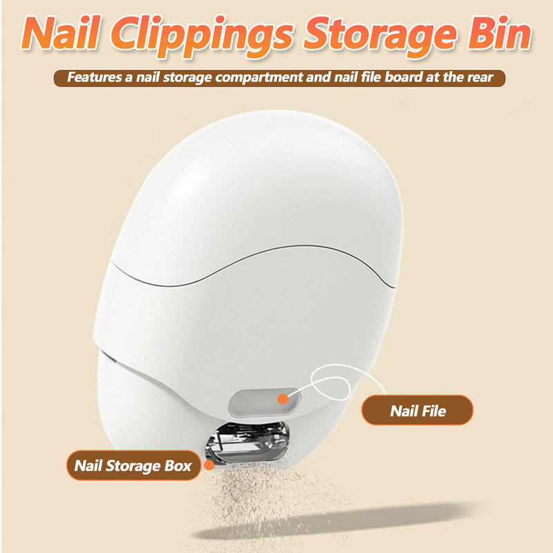 3 in 1 Electric Nail Clippers,Nail Trimmer with Cocoon Removing Function,Nail Scraps Storage,Nail Care Tool with 3 Adjustable Speeds,Automatic Electric Toenail Clippers for Seniors,Kids,Adults (White) White