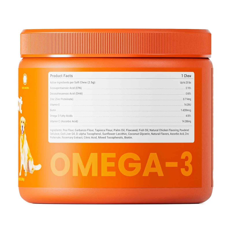 Omega 3 Fish Oil Chews for Dogs - AlaskOmega EPA & DHA Fatty Acids, Skin & Coat Health, Hip & Joint Support, Chicken Flavor Soft Chew Supplement for All Breeds & Sizes, 120 Count