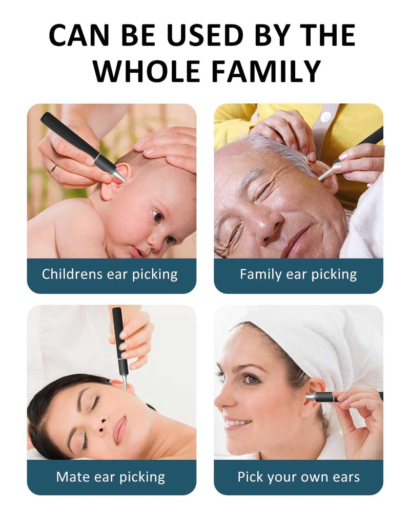 CozyZen Ear Wax Removal Tool S5 with 10 MP Camera Otoscope, Omnidirectional Tweezer, Crodless Earwax Remover Tool with 12 Ear Spoon, Wireless Ear Cleaner with Light for iOS & Android (Black) Black - BeesActive Australia
