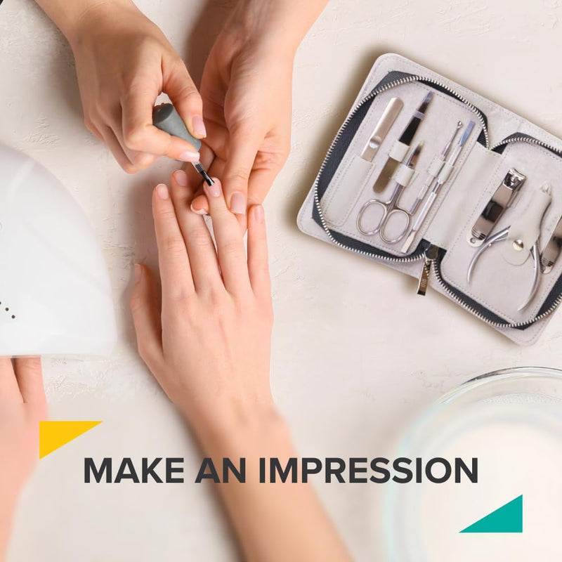 Rui Smiths Pro Stainless Steel 8-Piece Manicure Kit For Home And Salon With Professional Precision Cuticle Nipper And Metal Pusher Style No. 105 SK-02