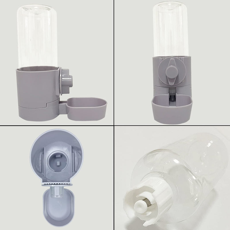 Rabbit Water Bottle 17 OZ Bunny Hanging Water Fountain Automatic Guinea Pig Water Dispenser No Leak Drinking Feeder for Bunny Chinchilla Hamsters Cat Dog Small Animals(Grey) 1pcs - Gray - BeesActive Australia