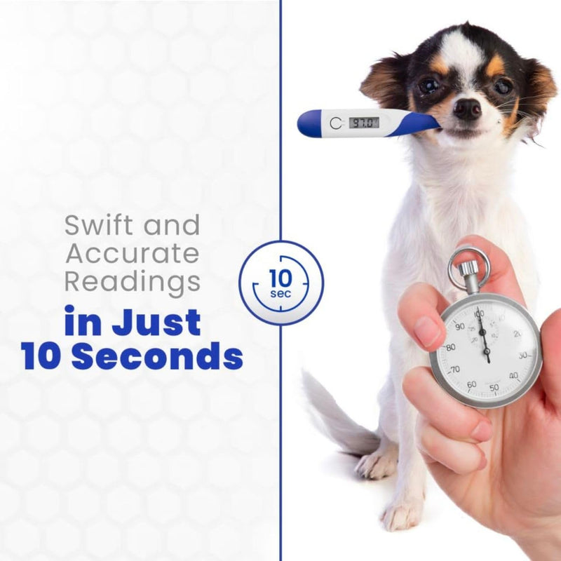 Digital Dog & Cat Thermometer - Veterinary Pets Thermometer for Dogs & Cats | Accurate & 10 Seconds Fast Temperature Detection with 3-Site Measurement | Waterproof Animal Thermometers - BeesActive Australia