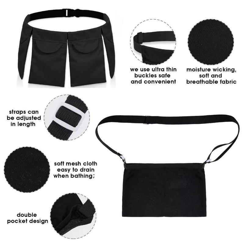 Mastectomy Drain Holder Drainage Pouch with Shower Bag for Breast Mastectomy Breast Reduction Augmentation Tummy Tuck Breast Cancer Recovery Support Post Surgery Supplies (4-Pocket Belt + Bath Bag) 4-pocket Belt +Bath Bag