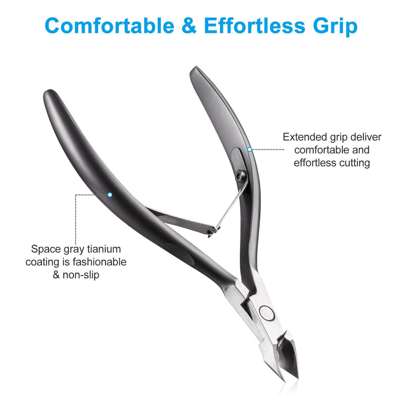 Cuticle Trimmer 3/4 Jaw Extremely Sharp Cuticle Nippers Scissors Stainless Steel Clippers Cutter Remover Pedicure Manicure Nail Tool, opove X7, Space Gray X7 Nippers Gray - BeesActive Australia