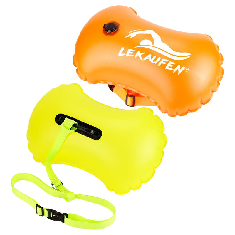 Swim Buoy for Open Water, Swimming Bubble Safety Float with Adjustable Waist Belt for Swimmers Triathletes Kayakers Snorkelers, Swimming Open Water Buoy for Safer Swim Training Orange and Yellow - BeesActive Australia