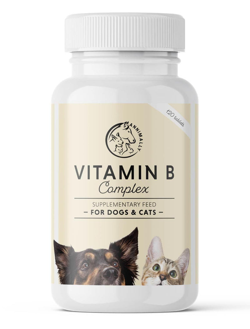 Annimally Vitamin B Complex for Dogs & Cats Tablets 120 pcs. - Daily Supplement with Folic Acid, Vitamin K, L-Tryptophan & Brewer’s Yeast, Made in Germany