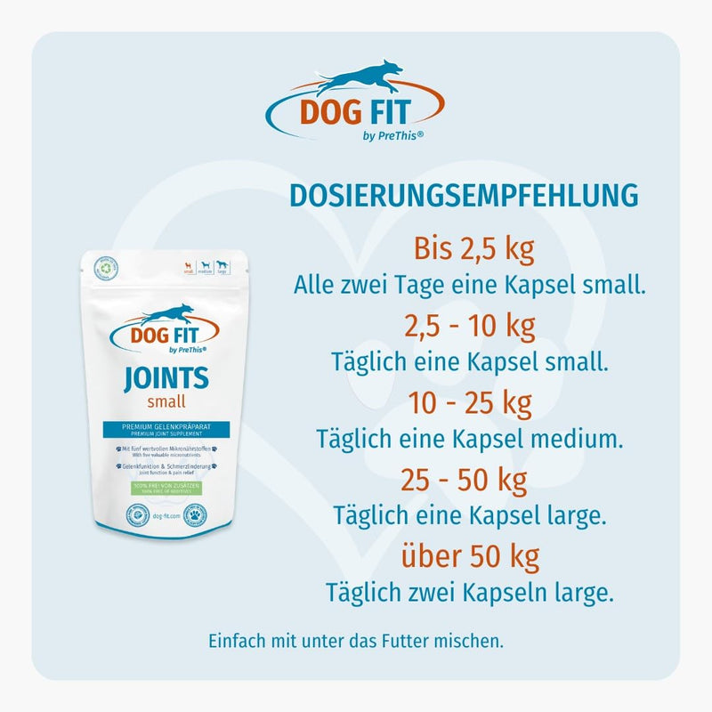 DOG FIT by PreThis® Joints I Premium joint preparation for dogs for osteoarthritis, patellar luxation, spondylosis & hip dysplasia I Joint protection free of additives I small up to 10kg JOINTS small (up to 10kg) - BeesActive Australia