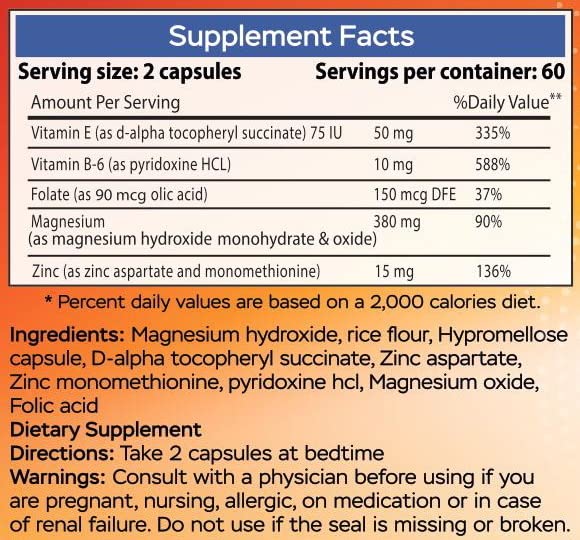 MgSport ZMA Supplement, 120 Capsules | Clinically Tested Zinc Magnesium, High Absorption, Enhanced with Vitamins B6 B9, Muscle Recovery, Gentle on Stomach Formula