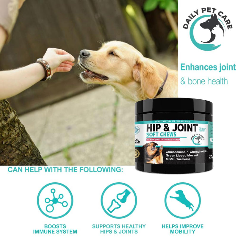 Hip and Joint Supplements For Dogs | Dog Joint Supplements to Reduce Stiffness and Improve Mobility with Organic Turmeric, Glucosamine, Chondroitin and Green Lipped Mussel For Dogs Beef